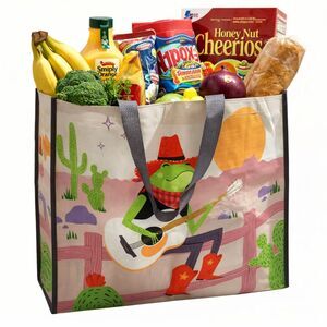 Extra Large TJ Maxx Frog Cowboy Reusable Tote Bag Beach Grocery Shopping Storage